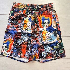 Zara Multicolor Graphic Print Shorts